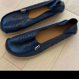 Women's Blue Leather 'Like' Louis Vuitton Driving Shoe's size UK 41 US 10 Soft